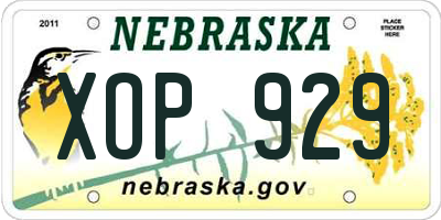 NE license plate XOP929