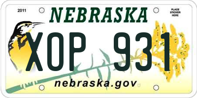 NE license plate XOP931