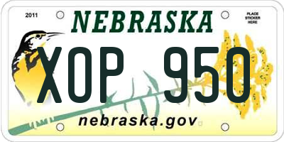 NE license plate XOP950