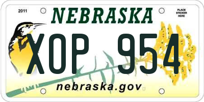 NE license plate XOP954