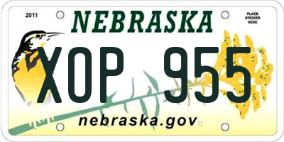 NE license plate XOP955