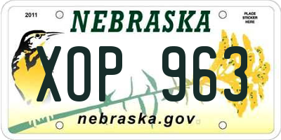 NE license plate XOP963