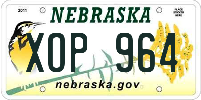 NE license plate XOP964