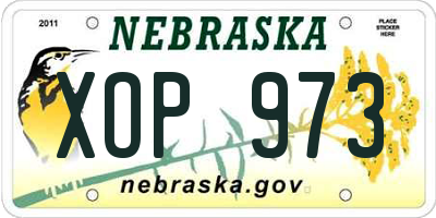 NE license plate XOP973