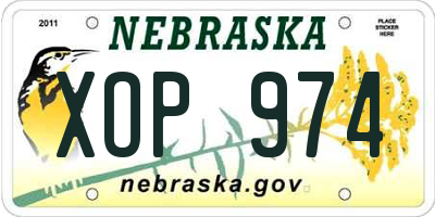 NE license plate XOP974