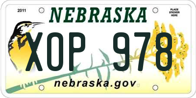 NE license plate XOP978