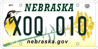 NE license plate XOQ010