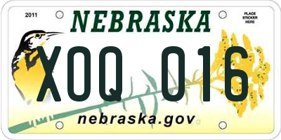 NE license plate XOQ016