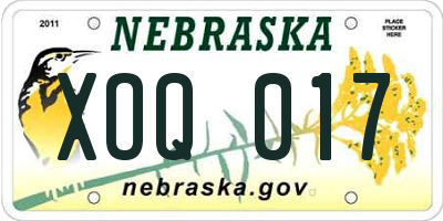 NE license plate XOQ017