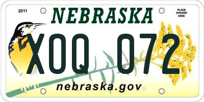 NE license plate XOQ072