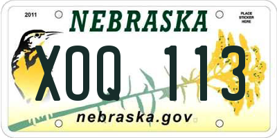 NE license plate XOQ113