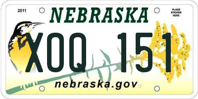 NE license plate XOQ151