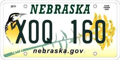 NE license plate XOQ160