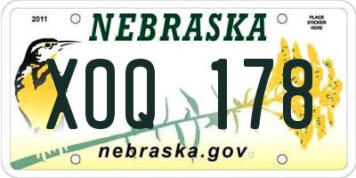 NE license plate XOQ178