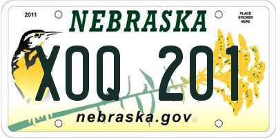 NE license plate XOQ201