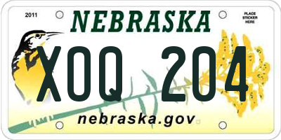 NE license plate XOQ204