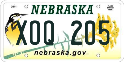 NE license plate XOQ205