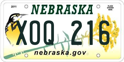 NE license plate XOQ216