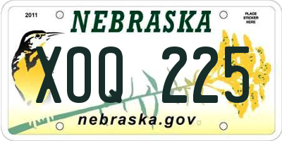 NE license plate XOQ225