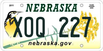 NE license plate XOQ227