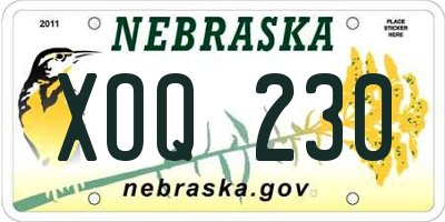 NE license plate XOQ230