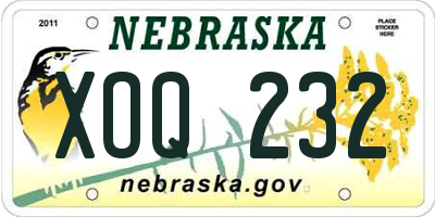 NE license plate XOQ232