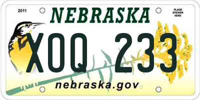 NE license plate XOQ233