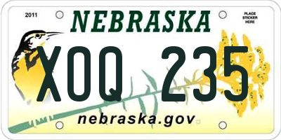 NE license plate XOQ235
