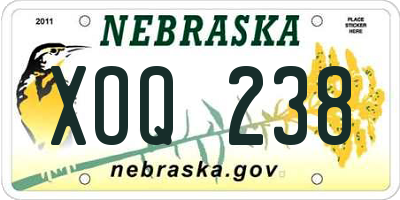 NE license plate XOQ238