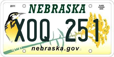 NE license plate XOQ251