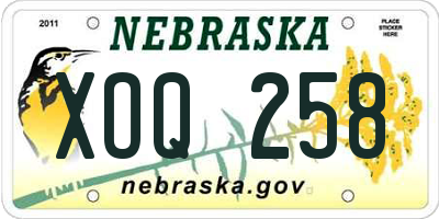 NE license plate XOQ258
