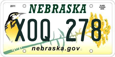 NE license plate XOQ278