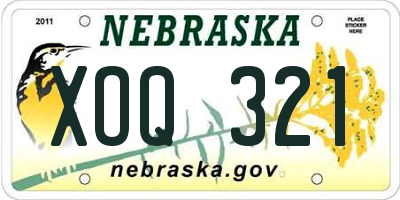 NE license plate XOQ321