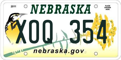 NE license plate XOQ354