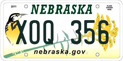 NE license plate XOQ356