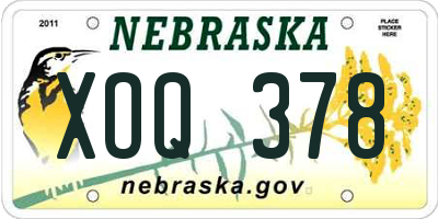 NE license plate XOQ378