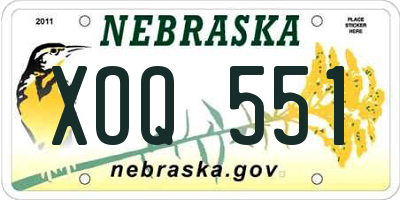 NE license plate XOQ551