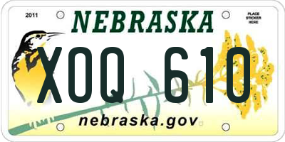 NE license plate XOQ610