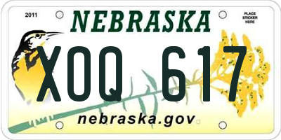 NE license plate XOQ617