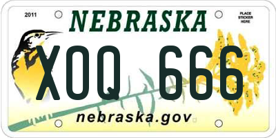 NE license plate XOQ666