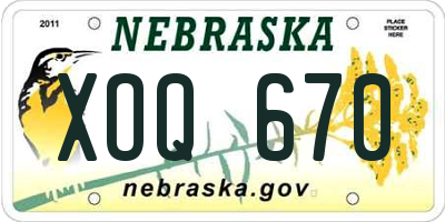 NE license plate XOQ670