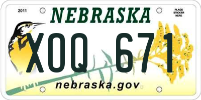 NE license plate XOQ671