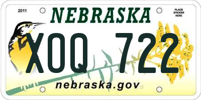 NE license plate XOQ722