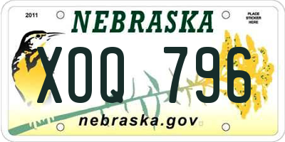 NE license plate XOQ796