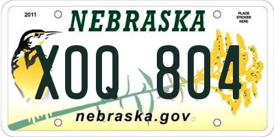 NE license plate XOQ804