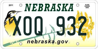 NE license plate XOQ932
