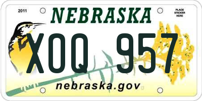 NE license plate XOQ957