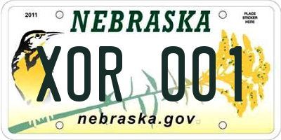 NE license plate XOR001