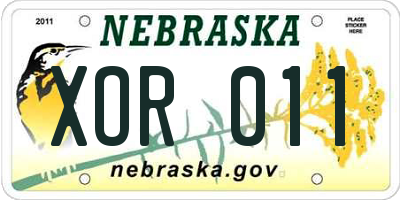 NE license plate XOR011