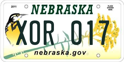 NE license plate XOR017